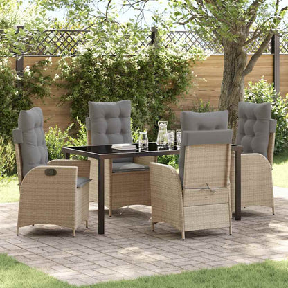 Garten Essgruppe Mit Kissen 5 Pcs Beige Poly-Rattan
