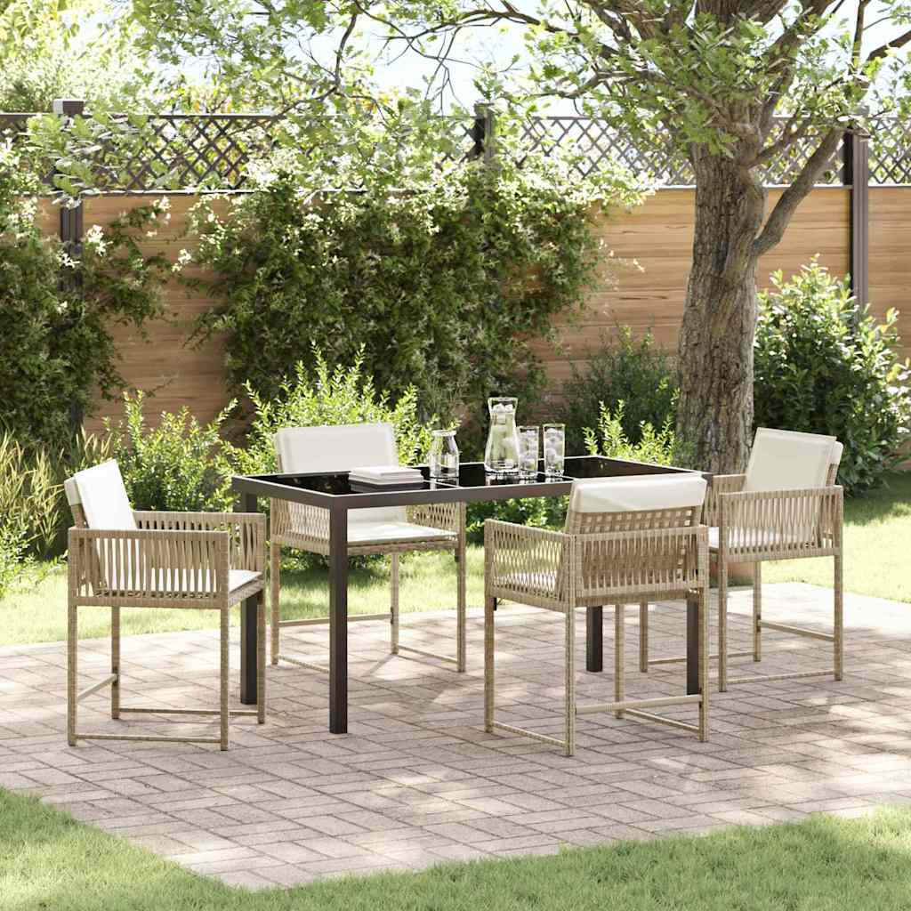 Garten Essgruppe 5 Pcs Beige Poly-Rattan