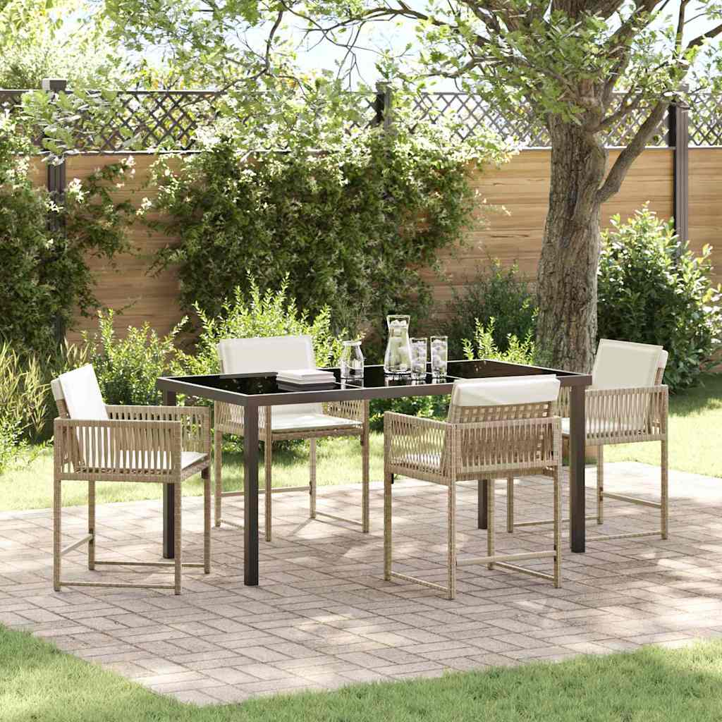 Garten Essgruppe 5 Pcs Beige Poly-Rattan