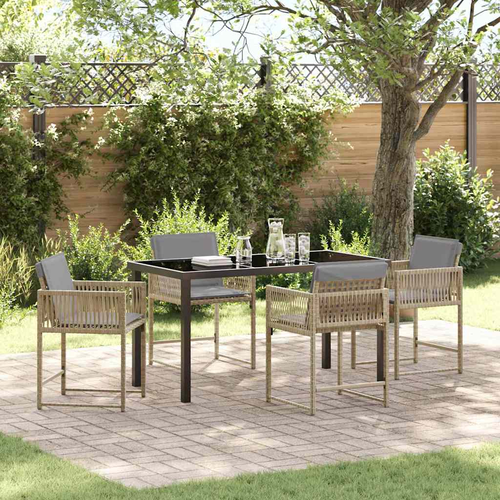 Garten Essgruppe 5 Pcs Beige Poly-Rattan
