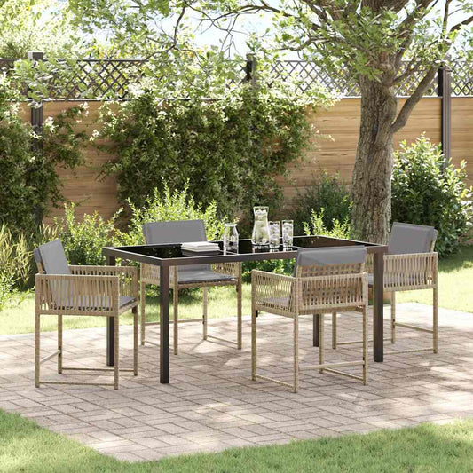 Garten Essgruppe 5 Pcs Beige Poly-Rattan