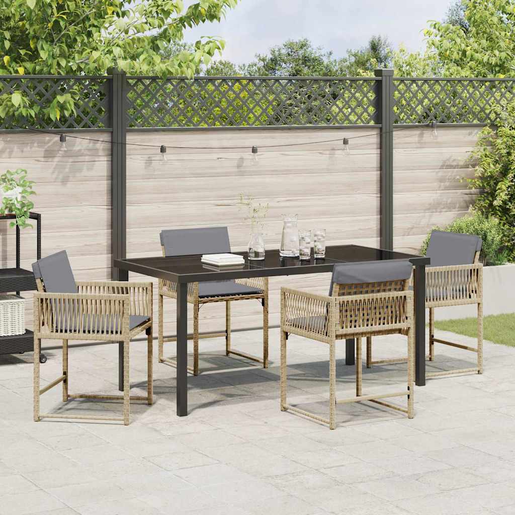 Garten Essgruppe 5 Pcs Beige Poly-Rattan