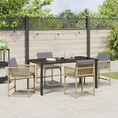 Garten Essgruppe 5 Pcs Beige Poly-Rattan