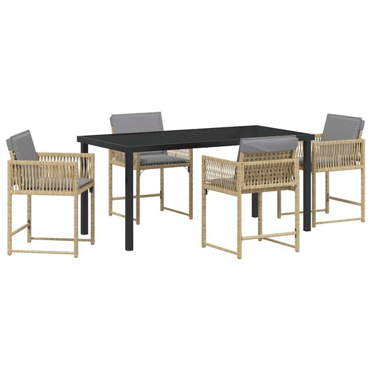 Garten Essgruppe 5 Pcs Beige Poly-Rattan
