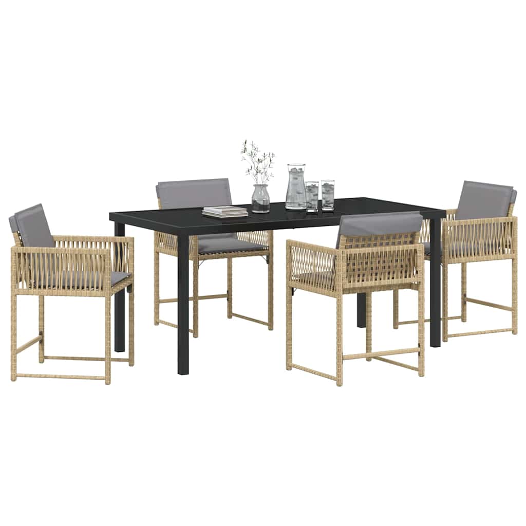 Garten Essgruppe 5 Pcs Beige Poly-Rattan