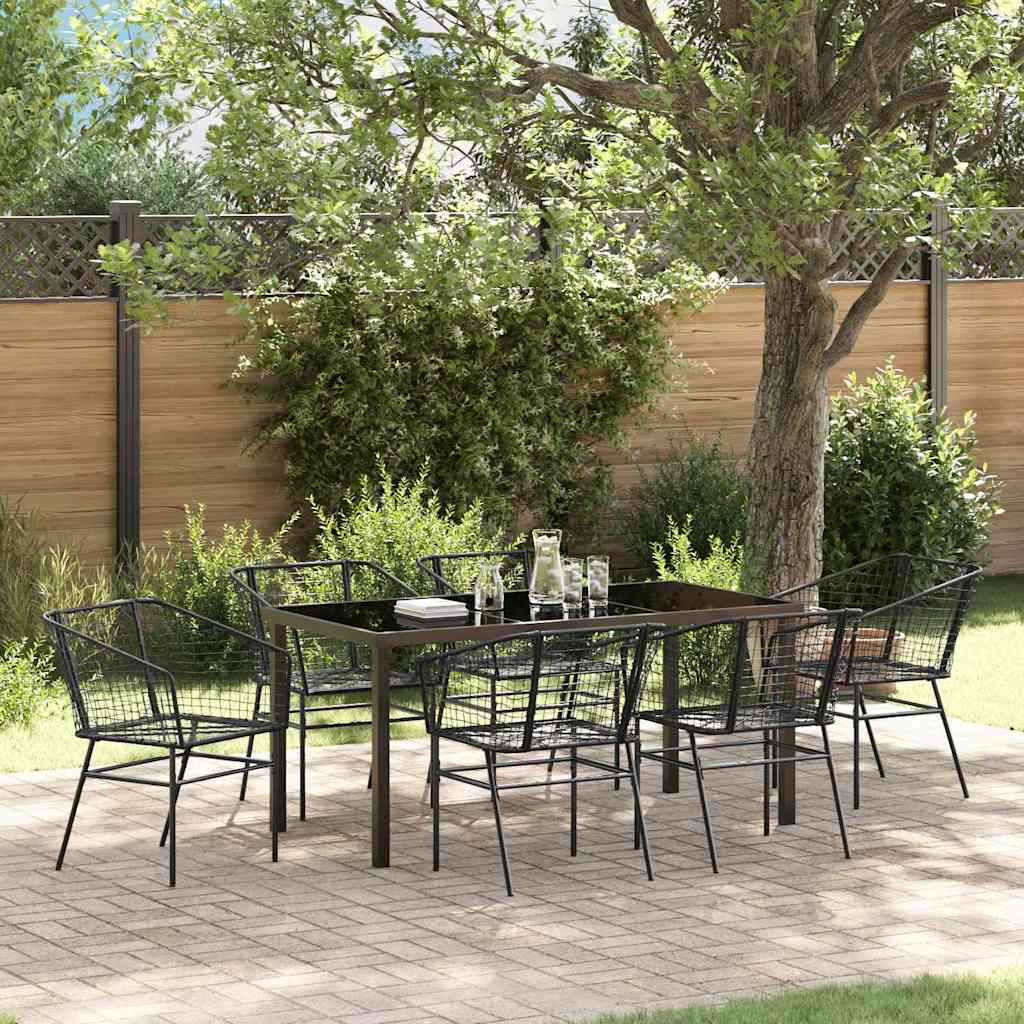 Garten Essgruppe 7 Pcs Braun Poly-Rattan