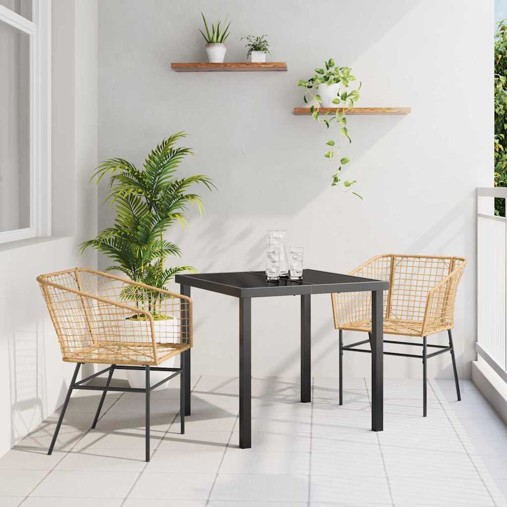 Garten Essgruppe 7 Pcs Braun Poly-Rattan