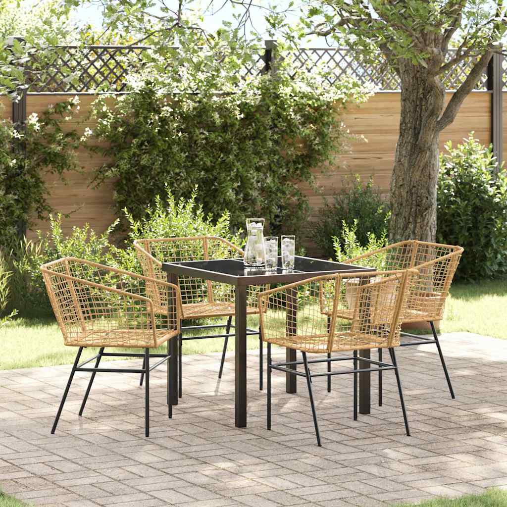 Garten Essgruppe 7 Pcs Braun Poly-Rattan