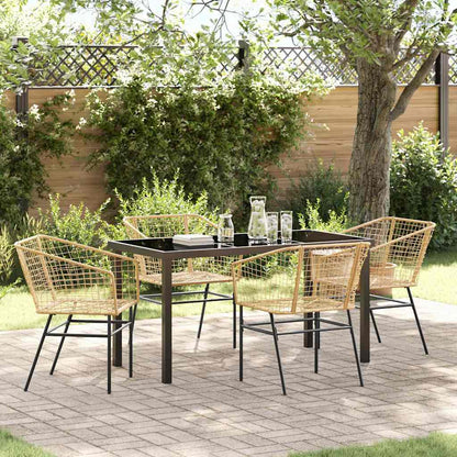 Garten Essgruppe 7 Pcs Braun Poly-Rattan