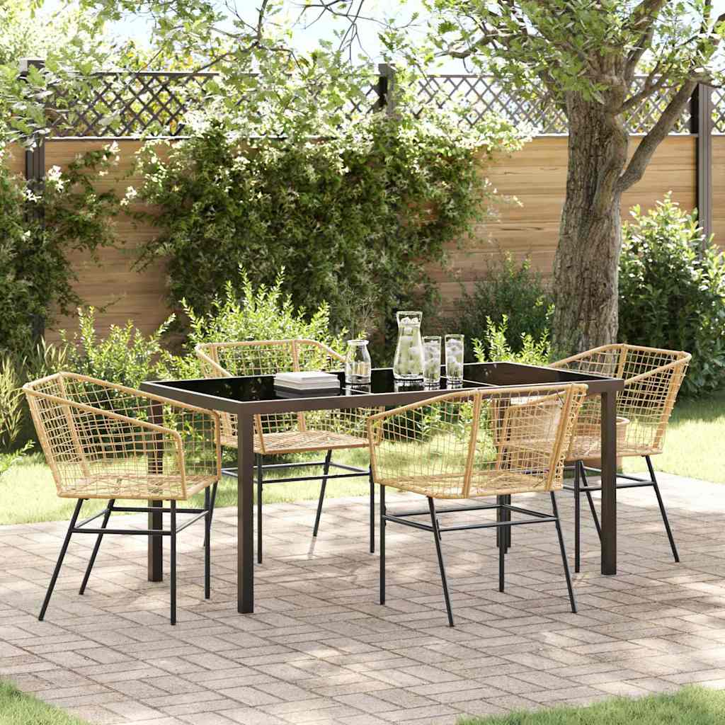 Garten Essgruppe 7 Pcs Braun Poly-Rattan