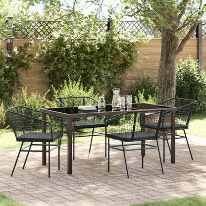Garten Essgruppe 7 Pcs Braun Poly-Rattan