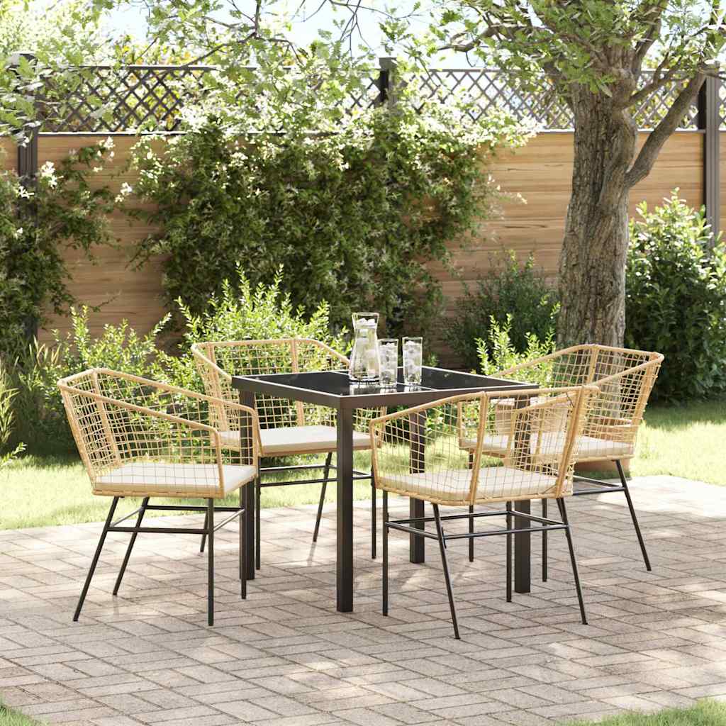Garten Essgruppe 7 Pcs Braun Poly-Rattan