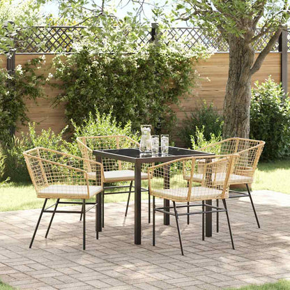 Garten Essgruppe 7 Pcs Braun Poly-Rattan
