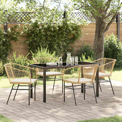Garten Essgruppe 7 Pcs Braun Poly-Rattan