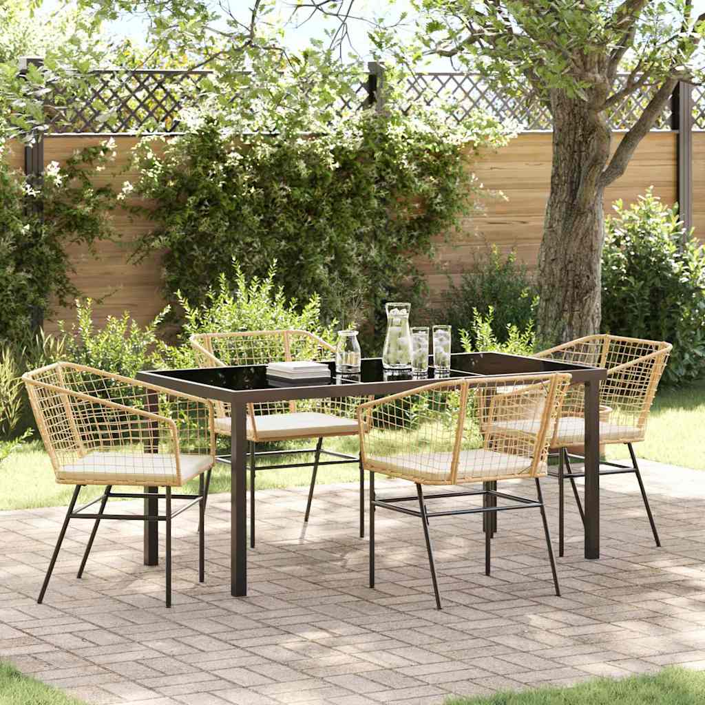 Garten Essgruppe 7 Pcs Braun Poly-Rattan