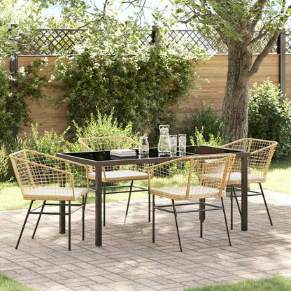 Garten Essgruppe 7 Pcs Braun Poly-Rattan