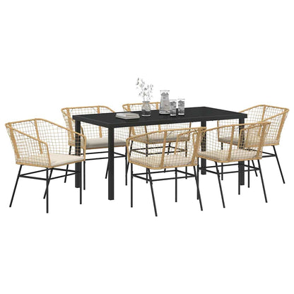 Garten Essgruppe 7 Pcs Braun Poly-Rattan