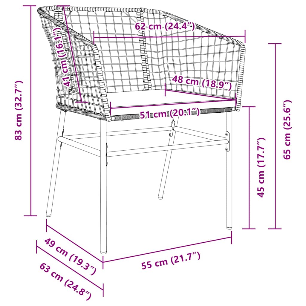 Garten Essgruppe 7 Pcs Braun Poly-Rattan