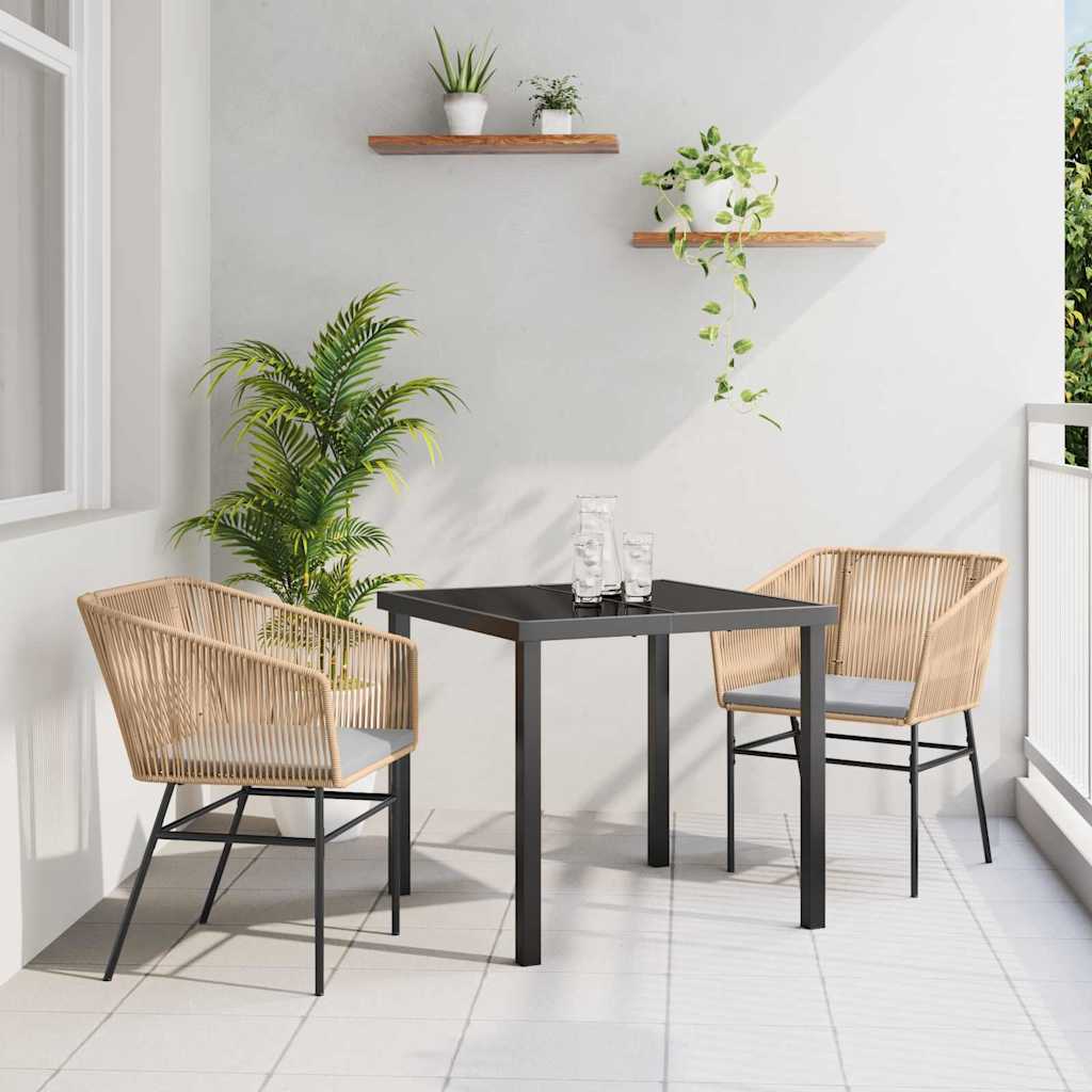 Garten Essgruppe 3 Pcs Braun Pulverbeschichteter Stahl