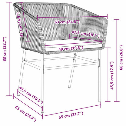 Garten Essgruppe 3 Pcs Braun Pulverbeschichteter Stahl