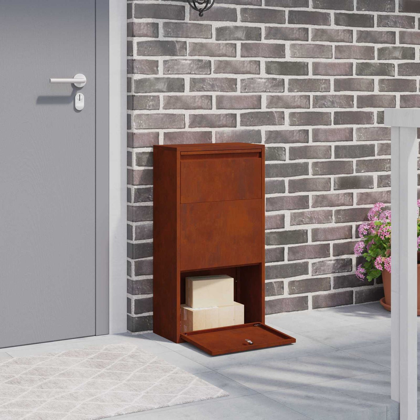 Paketdrop-Box Mit Speicher 44 X 22 X 82 Cm Stahl