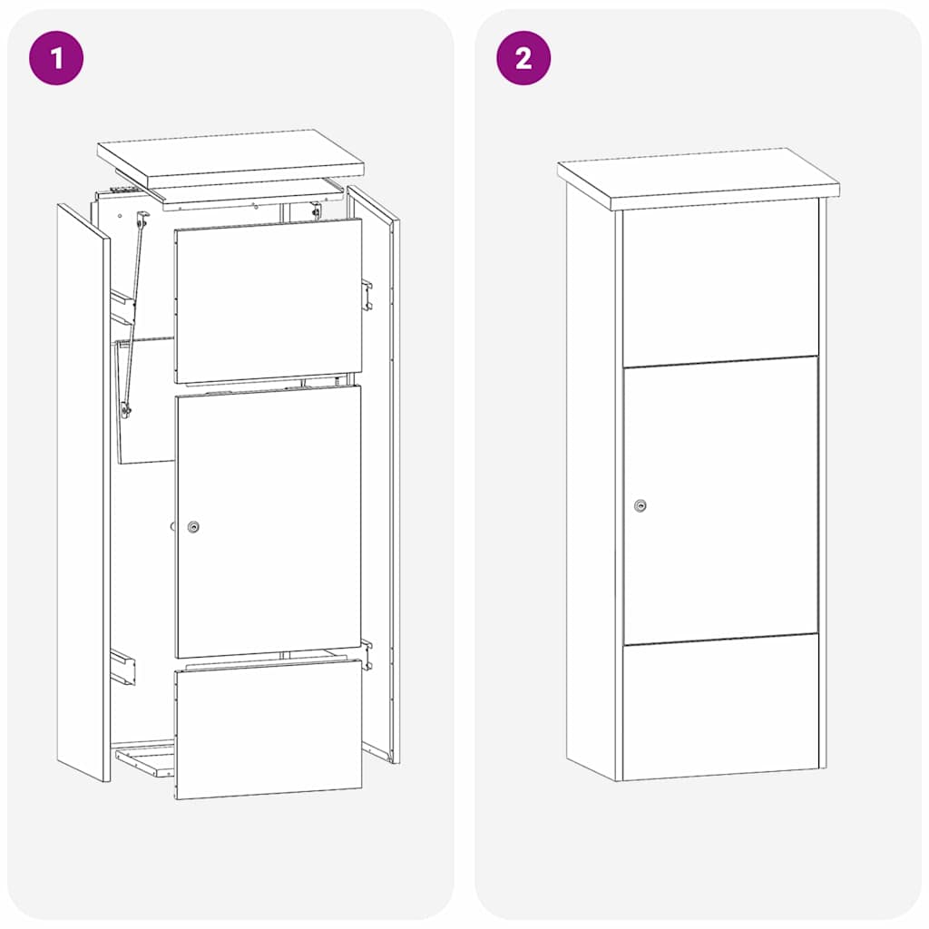 Paketdrop-Box Mit Speicher 44,5 X 29 X 110,5 Cm Stahl