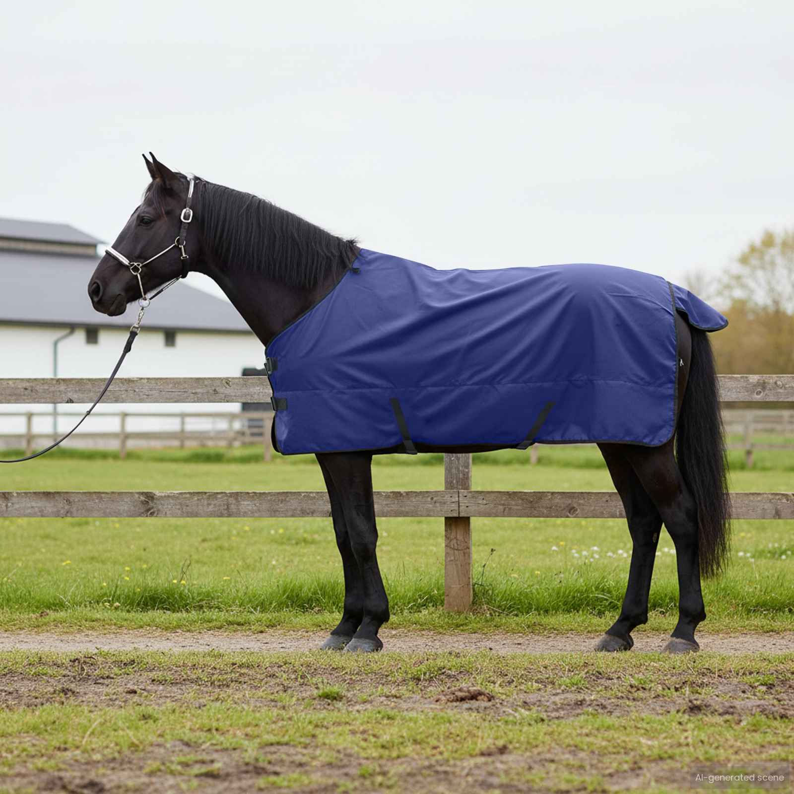 Pferdedecke Dunkelgrün Und Schwarz Polyester Marineblau