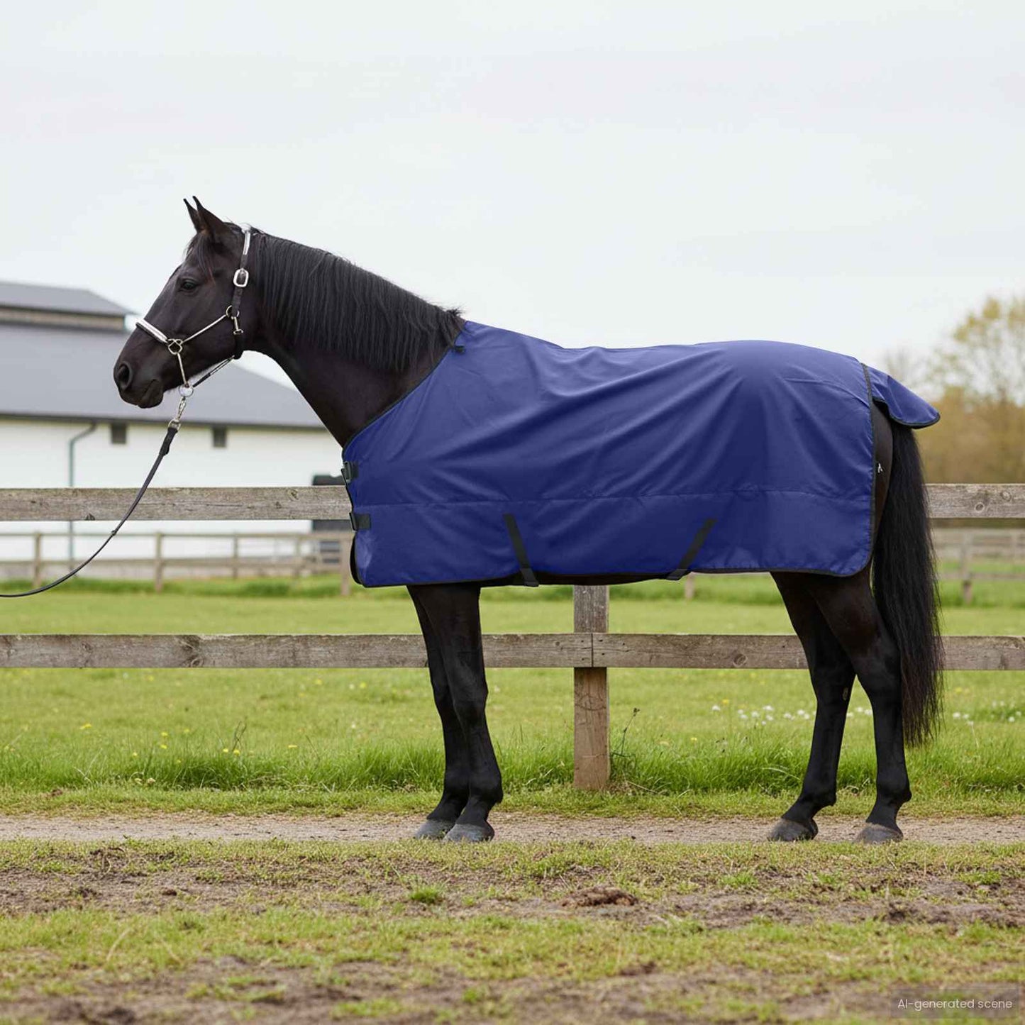 Pferdedecke Dunkelgrün Und Schwarz Polyester Marineblau