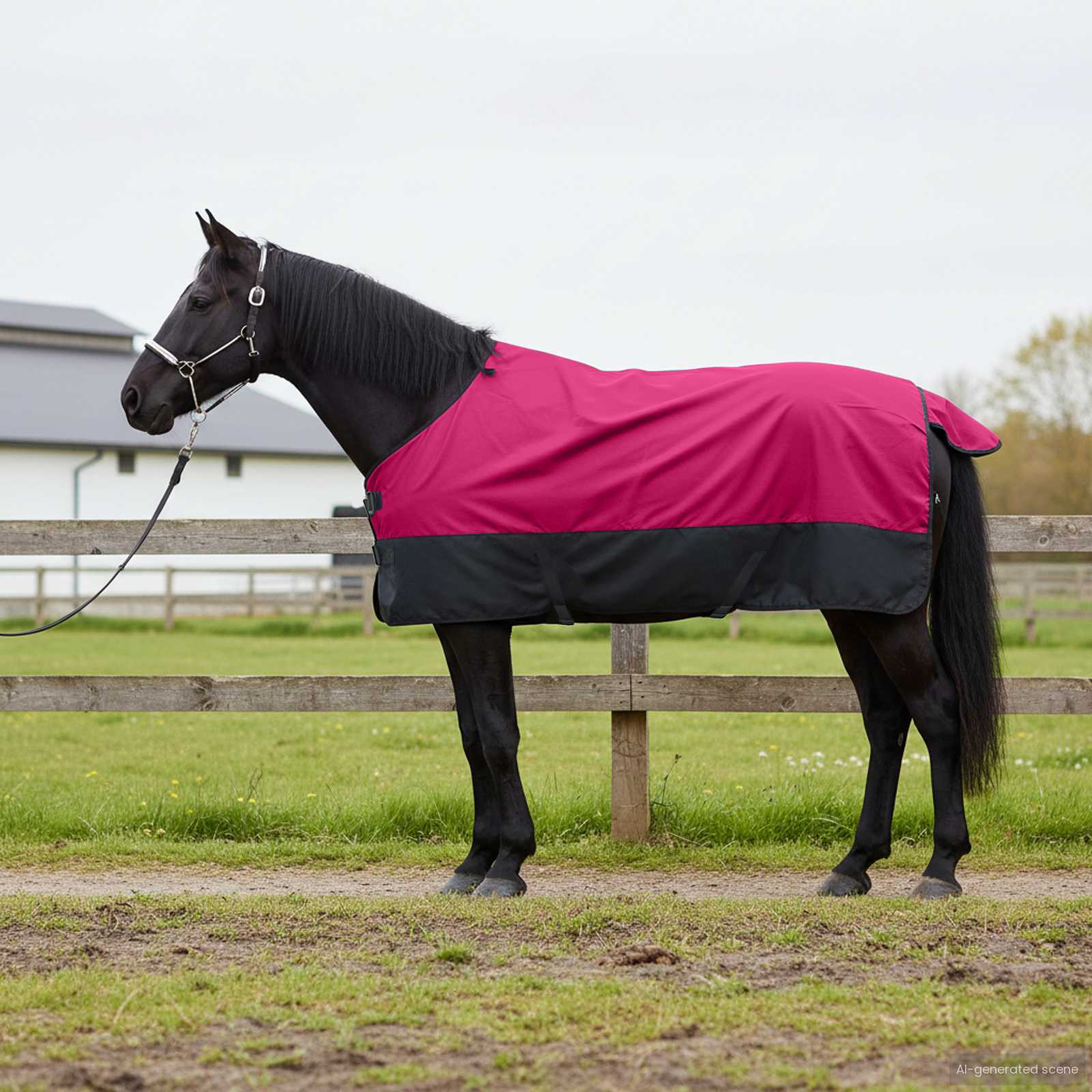 Pferdedecke Rosa Und Schwarz Polyester Bordeauxrot Und Schwarz