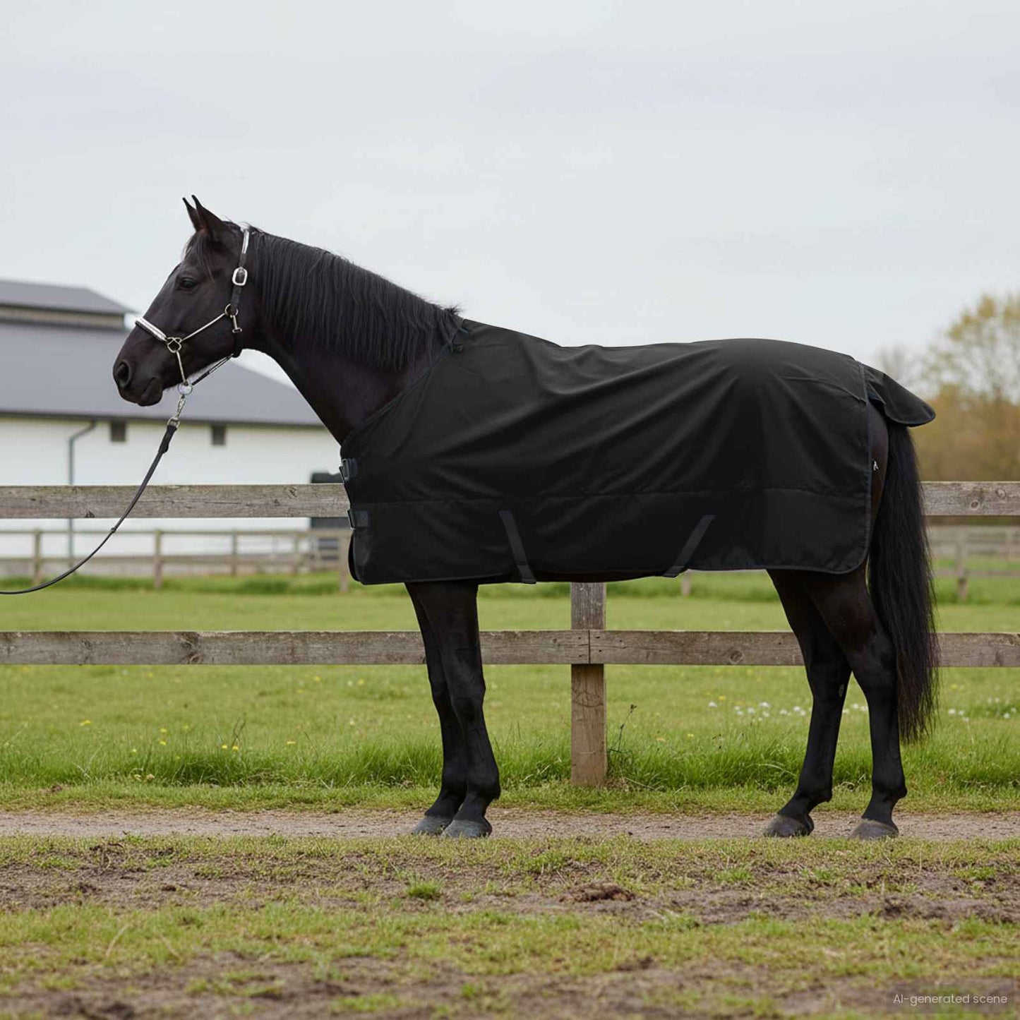 Pferdedecke Dunkelgrün Und Polyester Schwarz