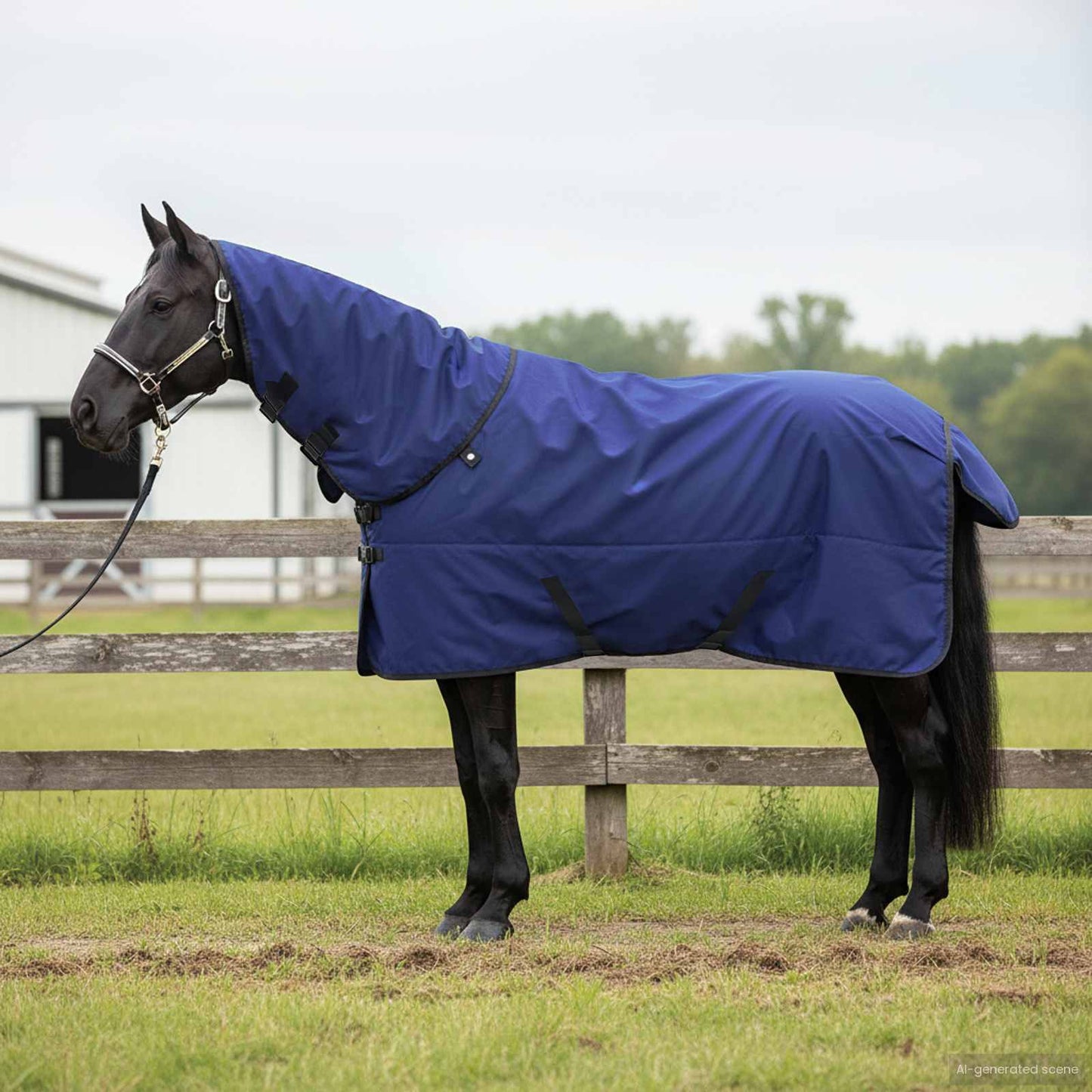 Pferdedecke Dunkelgrün Und Schwarz Polyester Marineblau