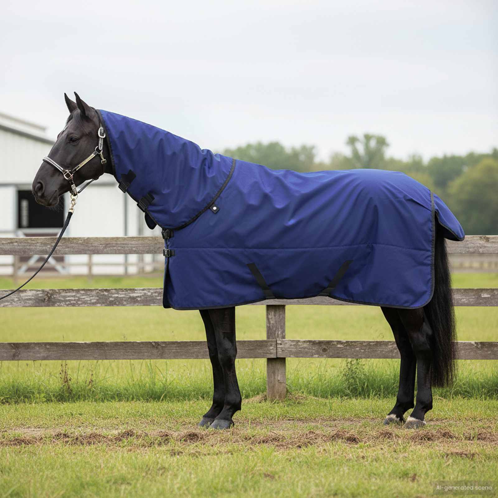 Pferdedecke Dunkelgrün Und Schwarz Polyester Marineblau