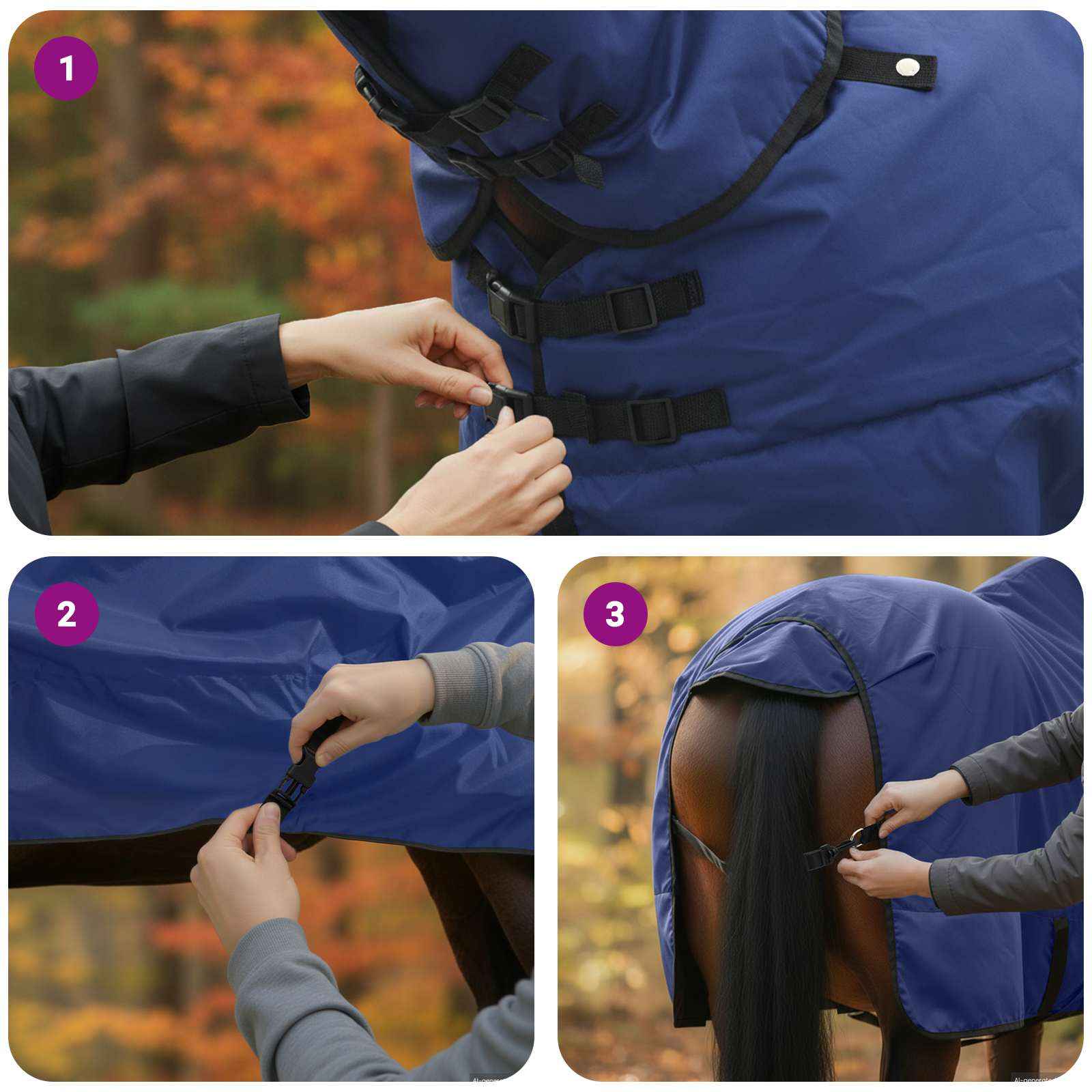 Pferdedecke Dunkelgrün Und Schwarz Polyester Marineblau