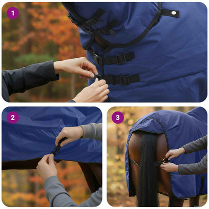 Pferdedecke Dunkelgrün Und Schwarz Polyester Marineblau