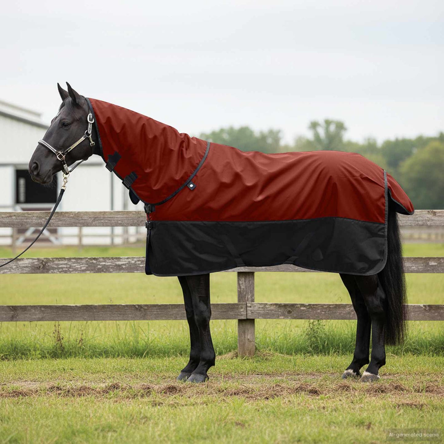Pferdedecke Rosa Und Schwarz Polyester Bordeauxrot Und Schwarz