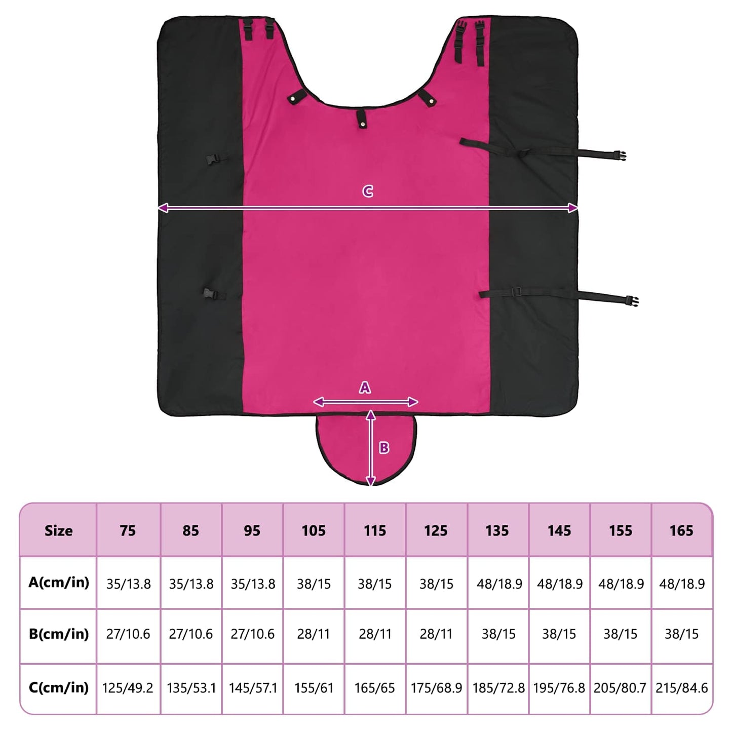 Pferdedecke Rosa Und Schwarz Polyester Bordeauxrot Und Schwarz