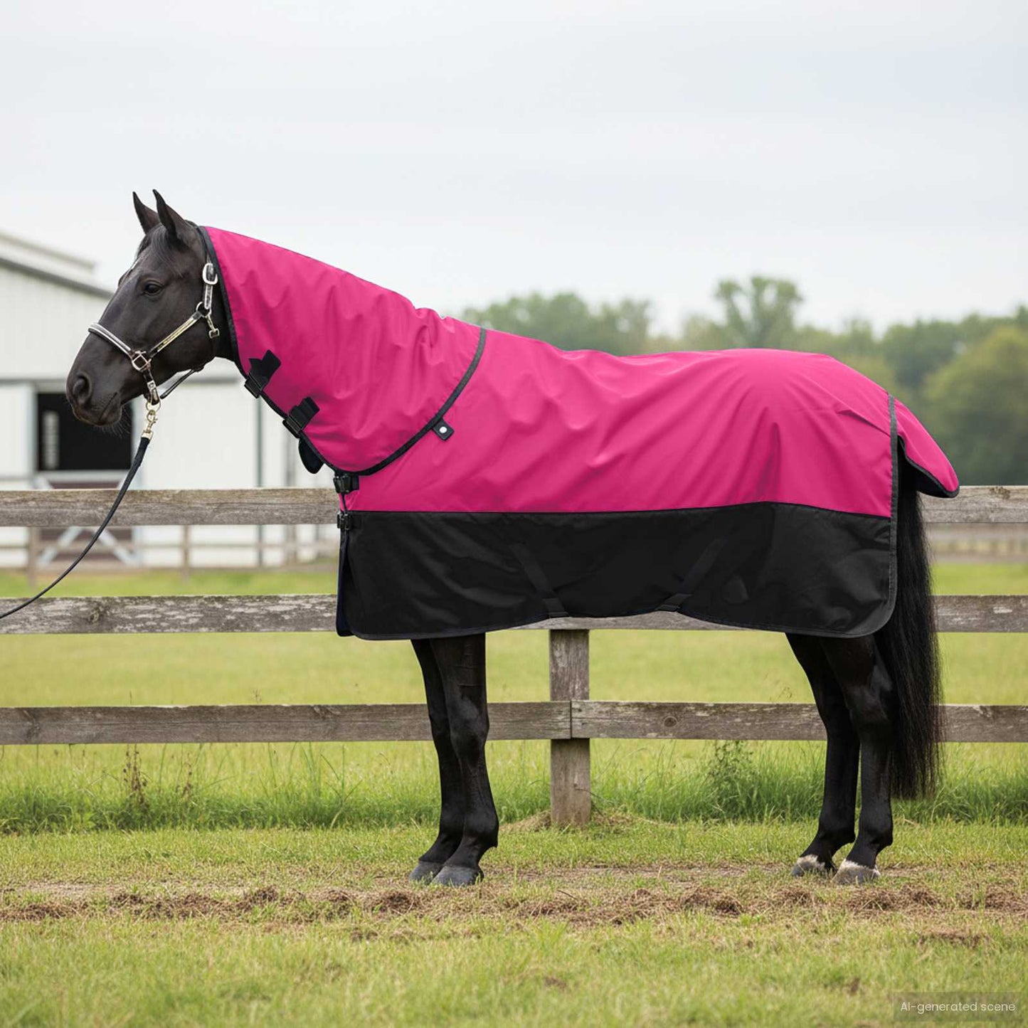 Pferdedecke Rosa Und Schwarz Polyester Bordeauxrot Und Schwarz
