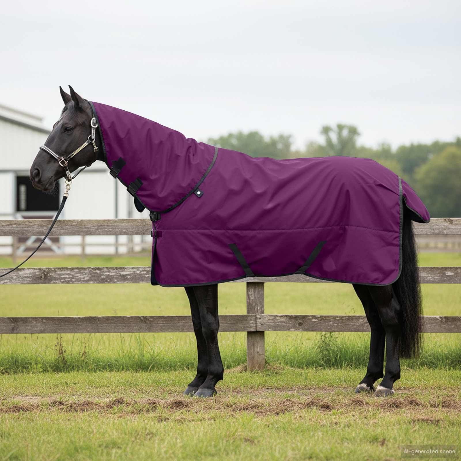 Pferdedecke Dunkelgrün Und Schwarz Polyester Lila