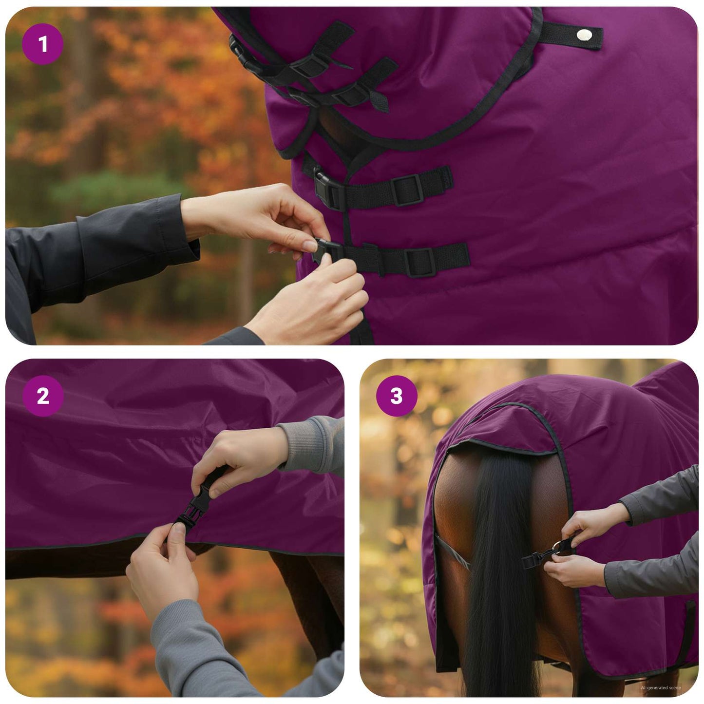 Pferdedecke Dunkelgrün Und Schwarz Polyester Lila