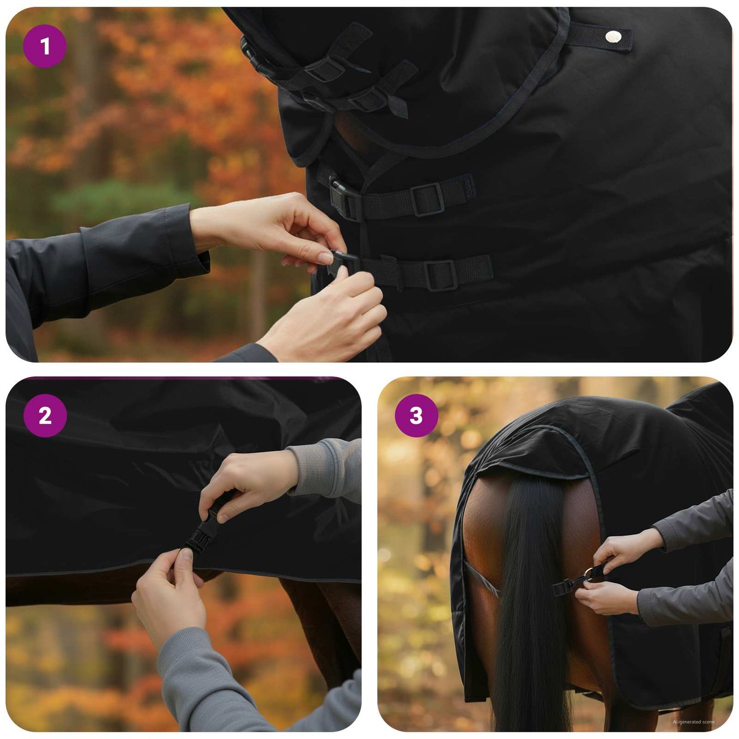 Pferdedecke Dunkelgrün Und Polyester Schwarz
