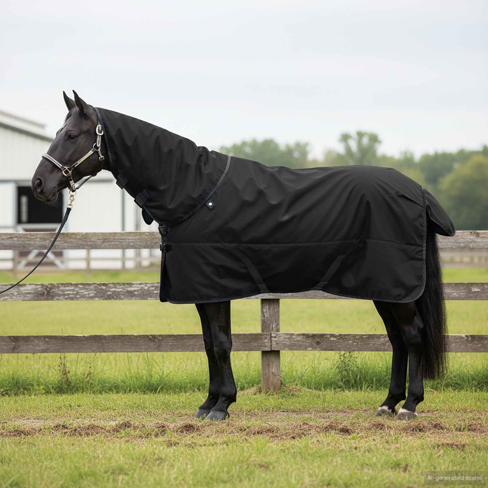 Pferdedecke Dunkelgrün Und Polyester Schwarz