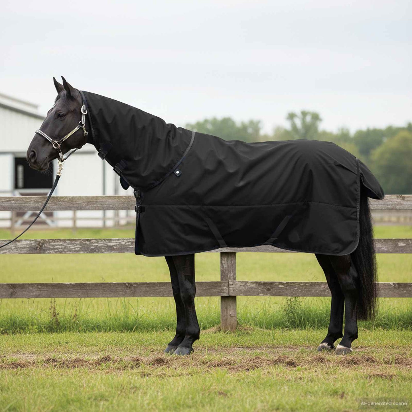 Pferdedecke Dunkelgrün Und Polyester Schwarz