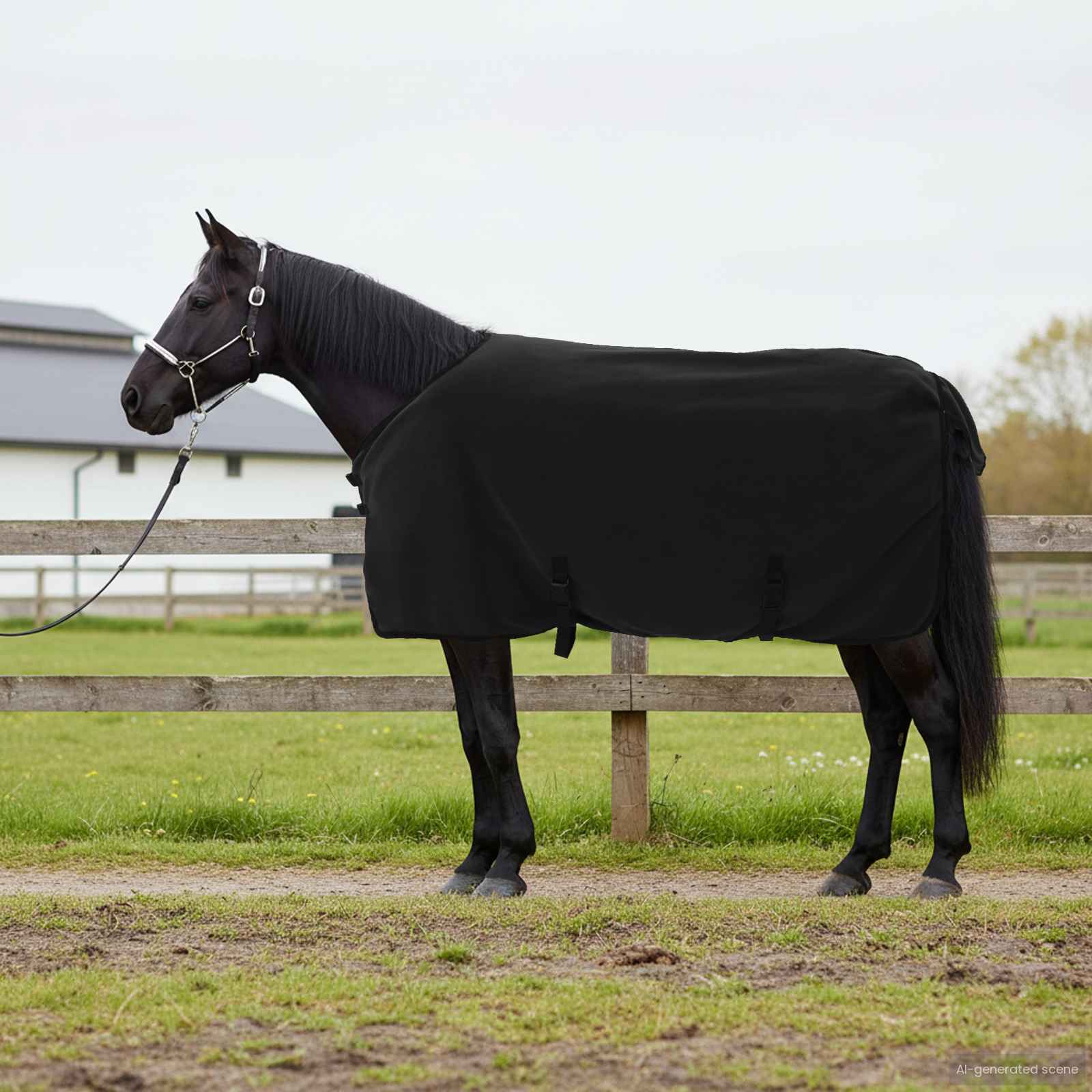 Pferdedecke Polyester Schwarz