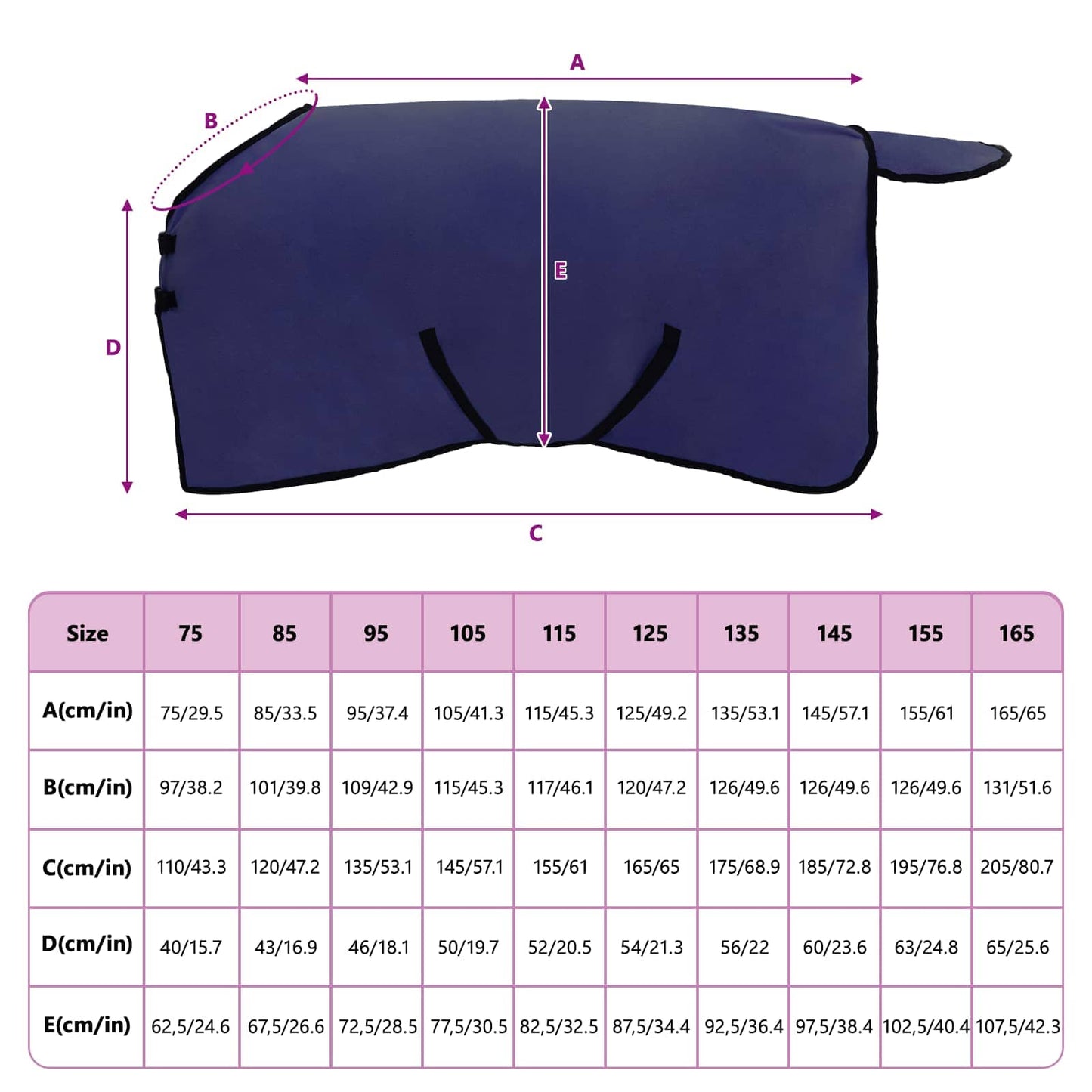 Pferdedecke Polyester Marineblau