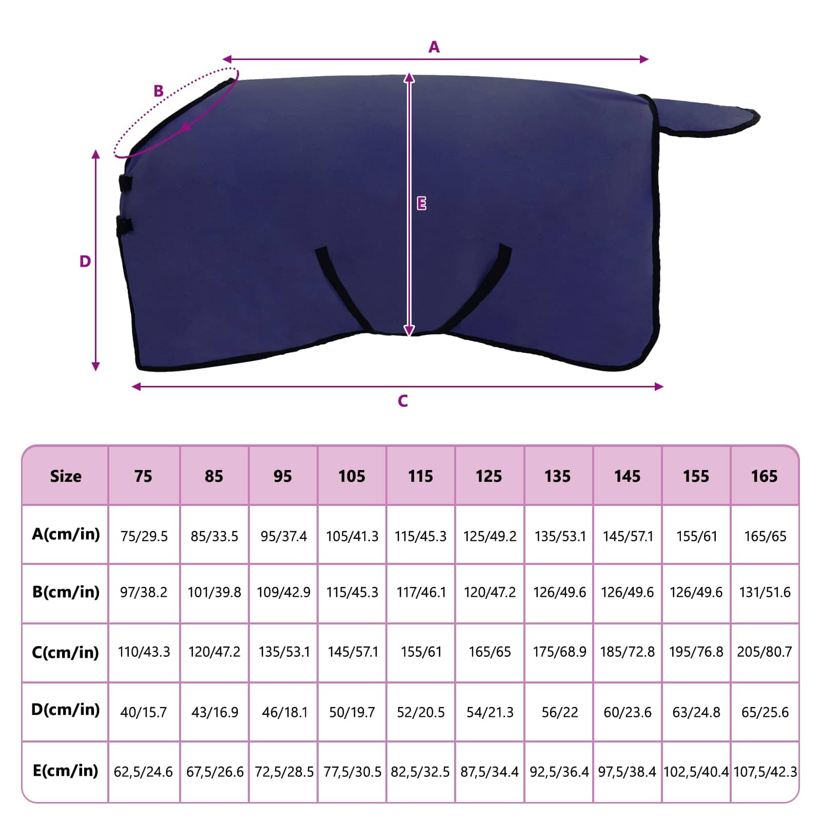 Pferdedecke Polyester Marineblau