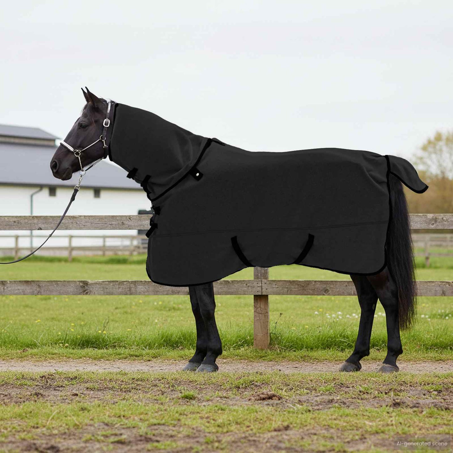 Pferdedecke Polyester Schwarz
