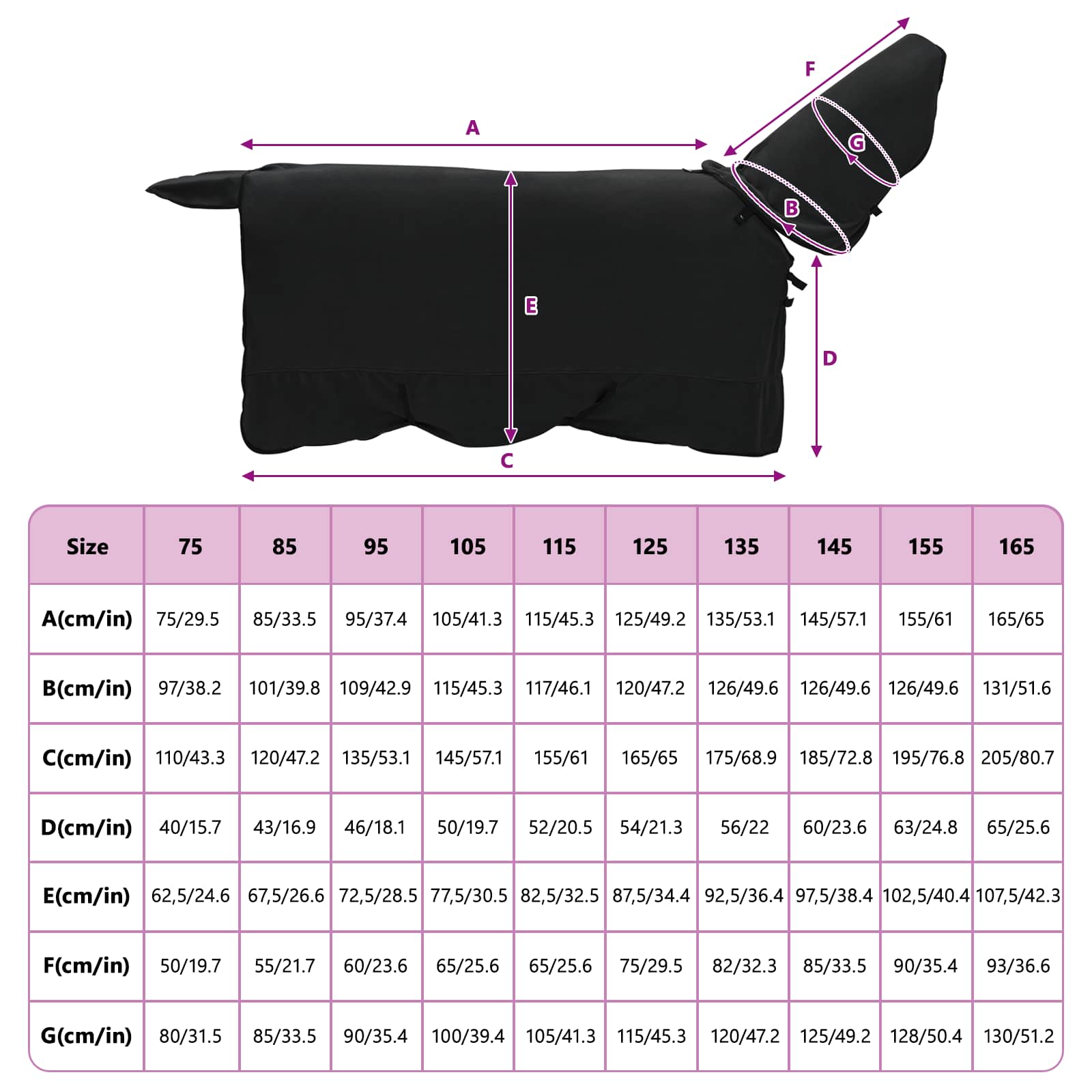 Pferdedecke Polyester Schwarz
