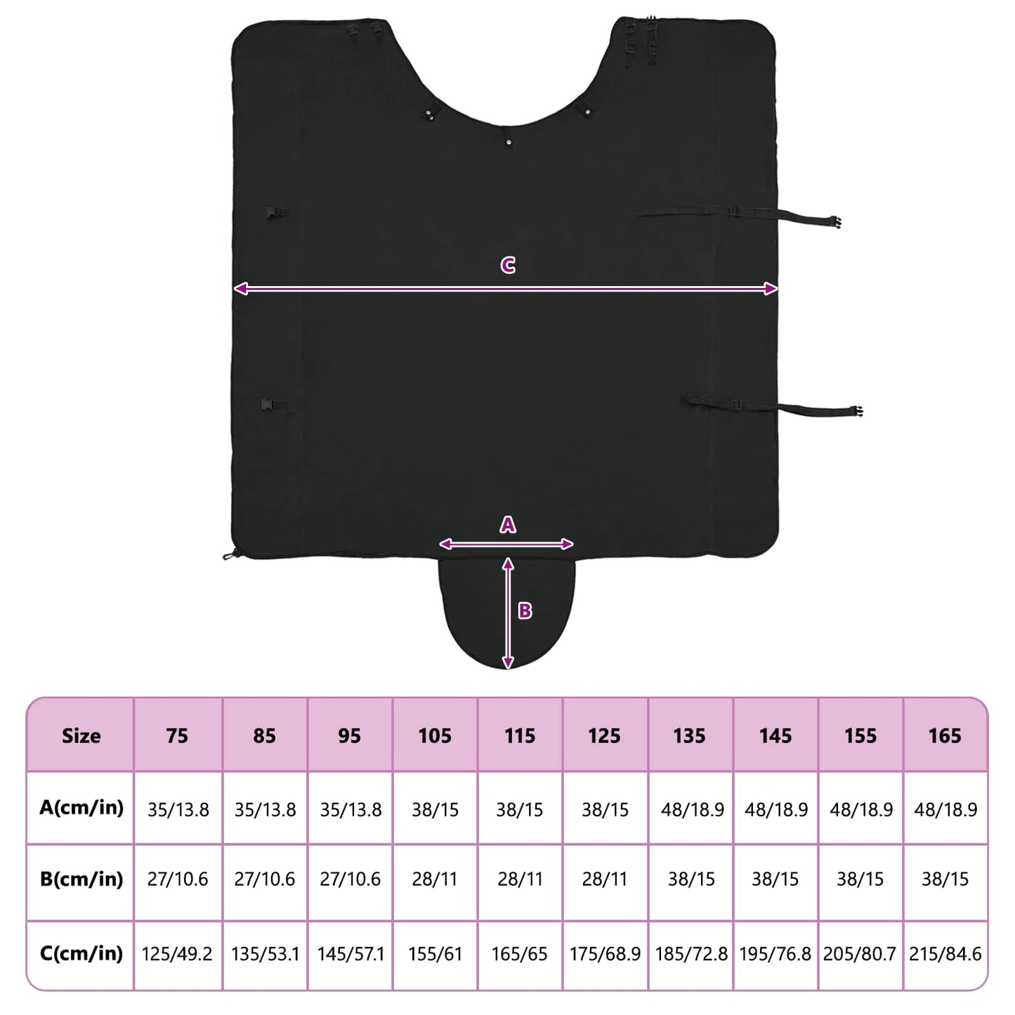 Pferdedecke Polyester Schwarz