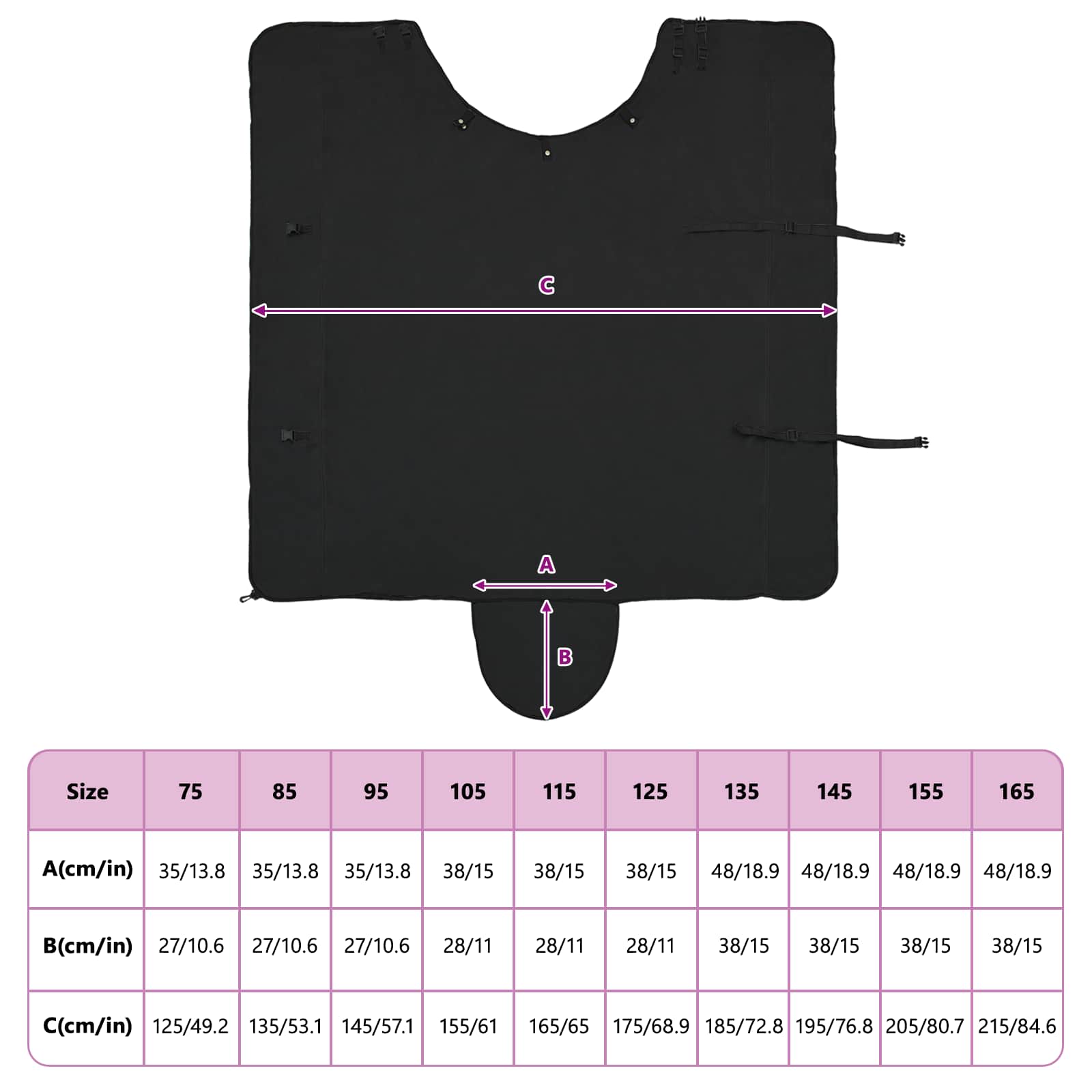 Pferdedecke Polyester Schwarz