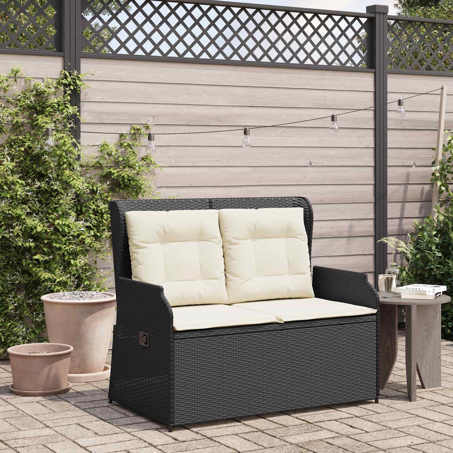 Gartenbank Grau Poly-Rattan
